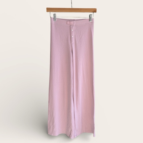 Victoria's Secret Other - Victoria’s Secret Ribbed Pajama Pants XS Short Lilac Button Front Sleepwear